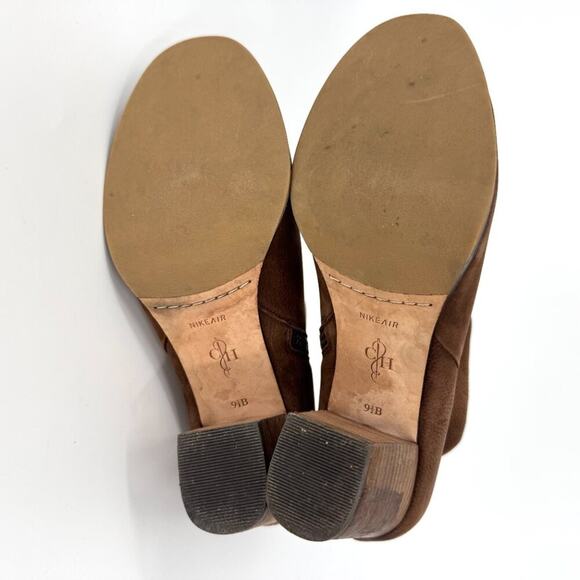 Cole Haan Nike Air Cassidy Ankle Booties Worn Leather Stacked Heel Brown 9.5 - Picture 6 of 11